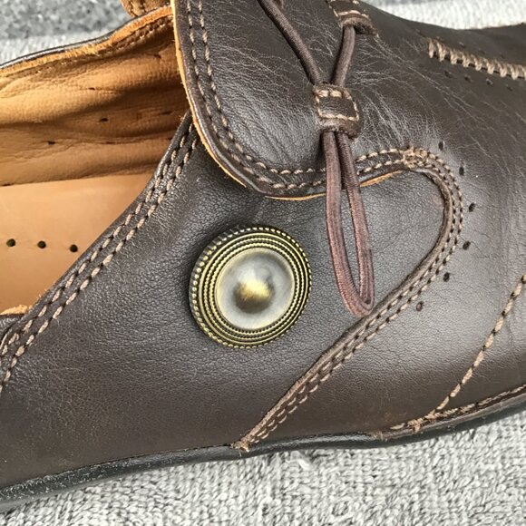 Clarks Unstructured Leather Brown Unloop Slip On Comfort Shoes Sz 9W - Picture 7 of 10